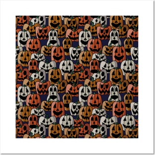 Pile of Jack o Laterns - Halloween Pattern - Dark Colors Posters and Art